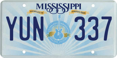 MS license plate YUN337