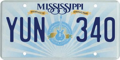 MS license plate YUN340