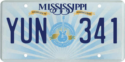 MS license plate YUN341