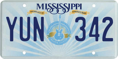 MS license plate YUN342