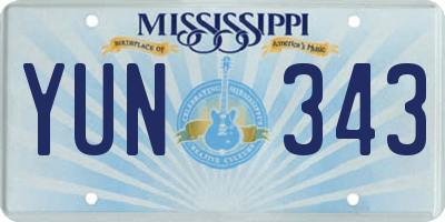 MS license plate YUN343