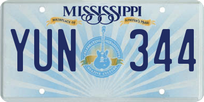 MS license plate YUN344