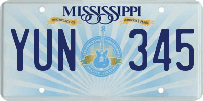 MS license plate YUN345