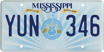 MS license plate YUN346