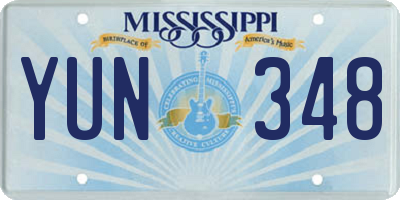 MS license plate YUN348