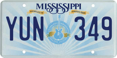 MS license plate YUN349