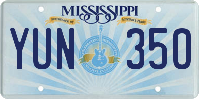 MS license plate YUN350