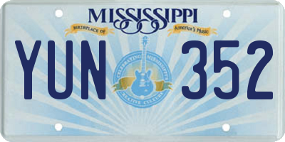 MS license plate YUN352