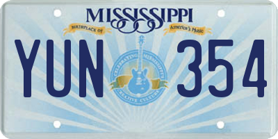 MS license plate YUN354