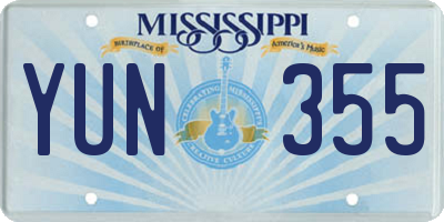 MS license plate YUN355