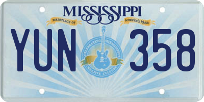 MS license plate YUN358
