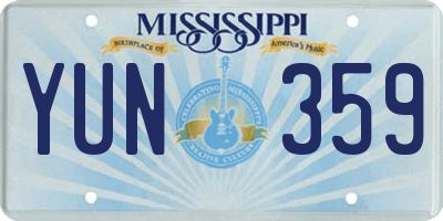 MS license plate YUN359