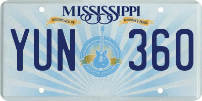MS license plate YUN360