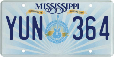 MS license plate YUN364