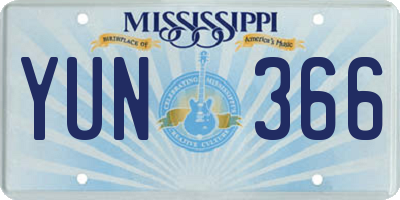 MS license plate YUN366