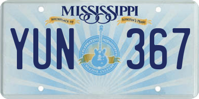 MS license plate YUN367
