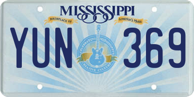 MS license plate YUN369
