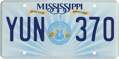 MS license plate YUN370
