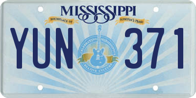 MS license plate YUN371