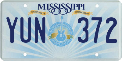 MS license plate YUN372