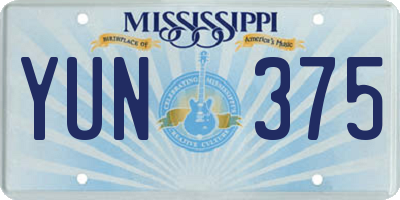 MS license plate YUN375