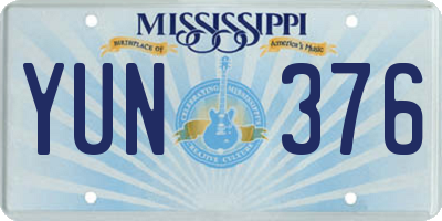 MS license plate YUN376