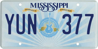 MS license plate YUN377