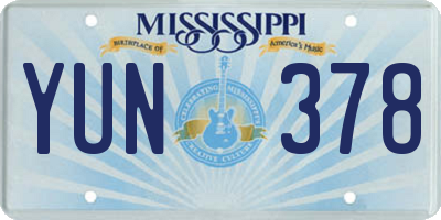 MS license plate YUN378