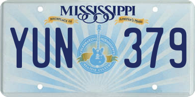 MS license plate YUN379