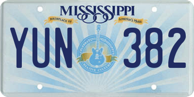 MS license plate YUN382