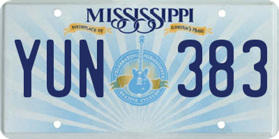 MS license plate YUN383