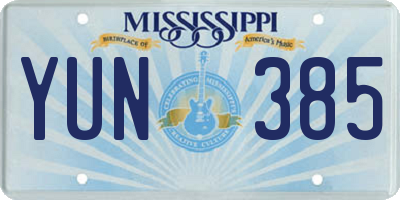 MS license plate YUN385
