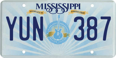 MS license plate YUN387