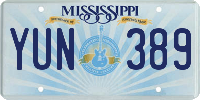 MS license plate YUN389
