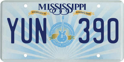 MS license plate YUN390