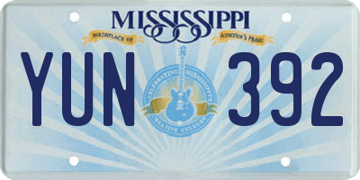 MS license plate YUN392