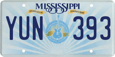 MS license plate YUN393