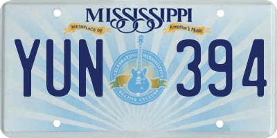 MS license plate YUN394