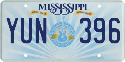 MS license plate YUN396