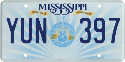 MS license plate YUN397