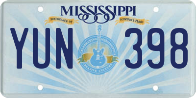 MS license plate YUN398