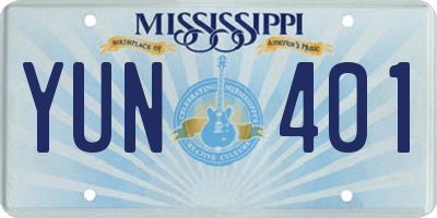 MS license plate YUN401