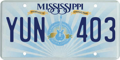 MS license plate YUN403