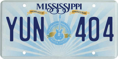 MS license plate YUN404