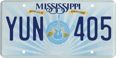 MS license plate YUN405