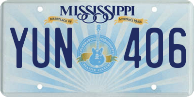 MS license plate YUN406