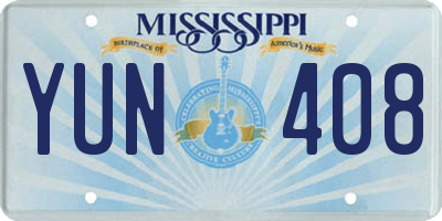 MS license plate YUN408