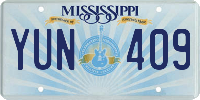 MS license plate YUN409
