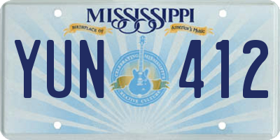 MS license plate YUN412