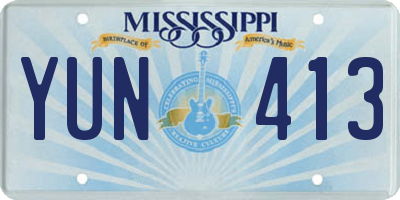 MS license plate YUN413